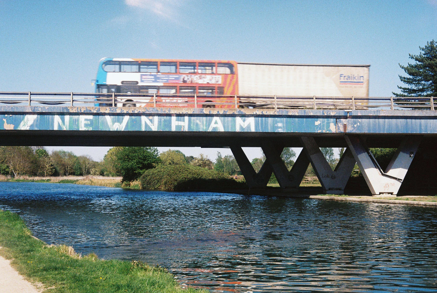 A14 bridge over the River Cam, labelled 'Newnham'.