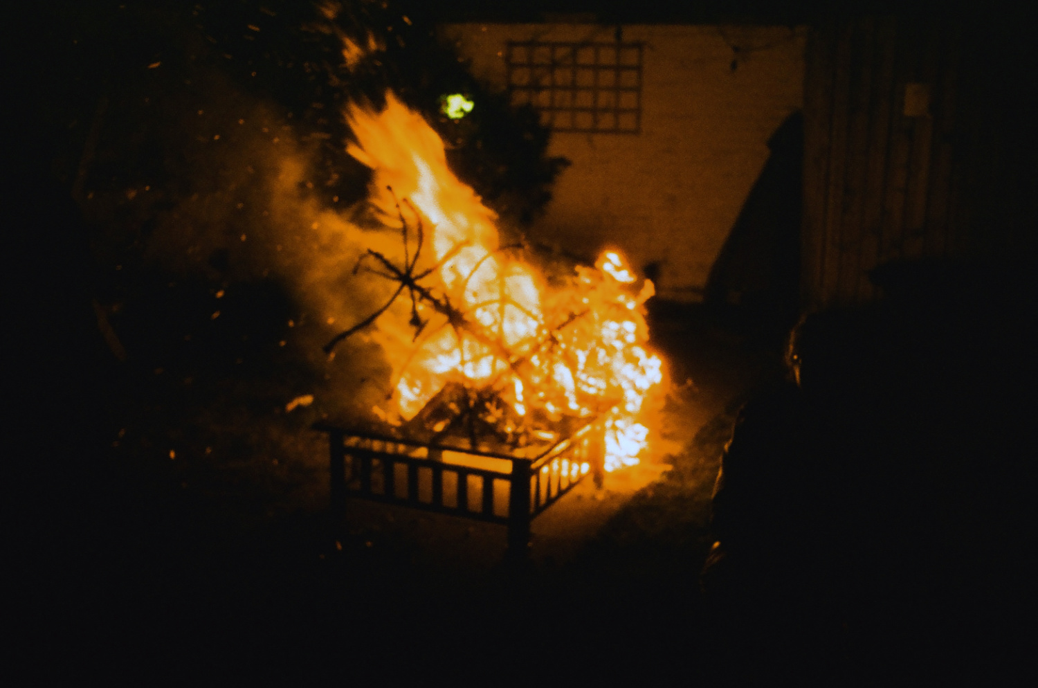 Burning Christmas tree.