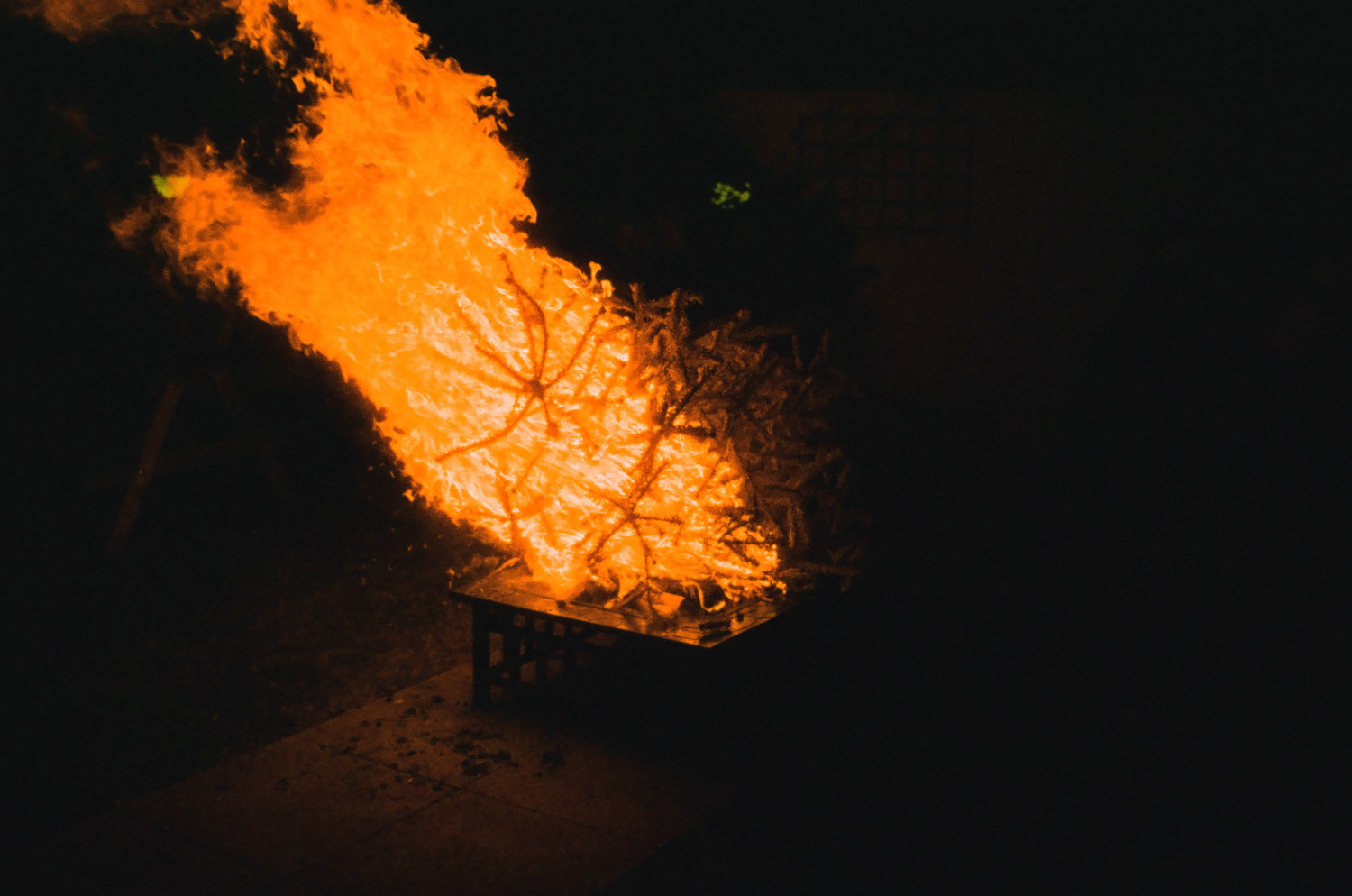 Burning Christmas tree.